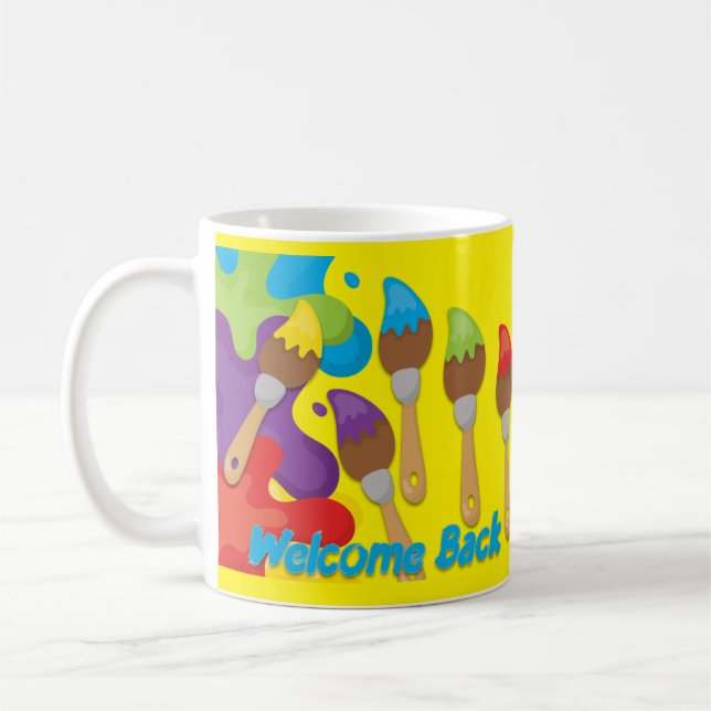 Mug Welcome Back Paintbrushes Primary Colors  (Gauche)