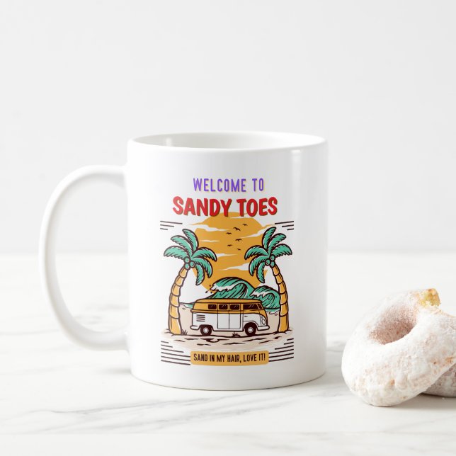 Mug Welcome To Sandy Toes Summer Beach  (Avec donut)