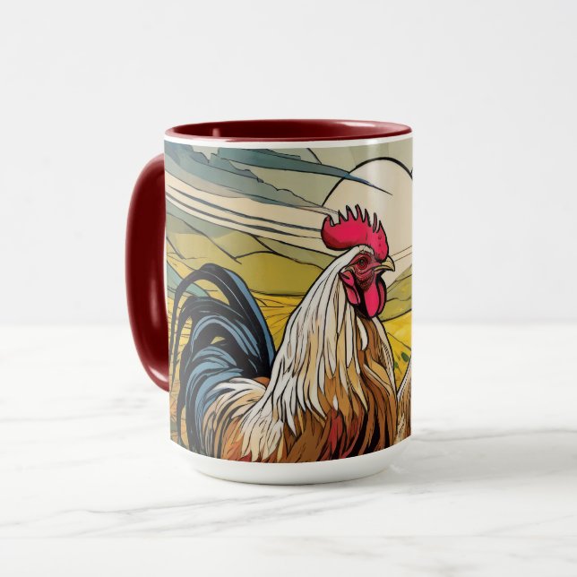 Mug Welété Roosters à Dawn Floral (Devant gauche)