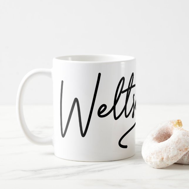 Mug Weltschmerz, Mot allemand, Guérison du monde, Alle (Avec donut)