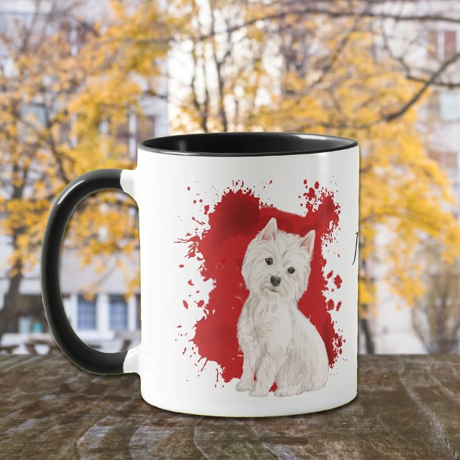 Mug West Highland White Terrier Arrière - plan rouge (Créateur téléchargé)