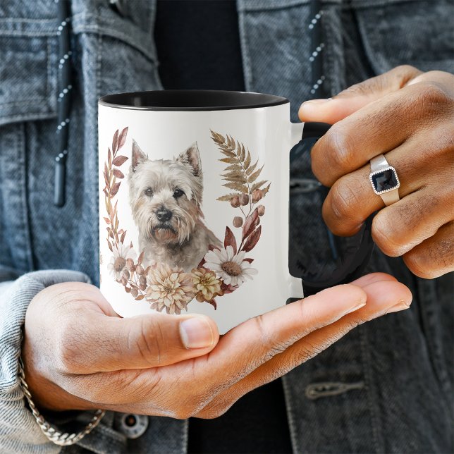 Mug West Highland White Terrier Dog Automne Wreath (Créateur téléchargé)
