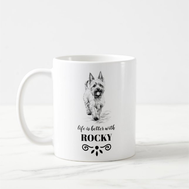 Mug West-Highland-White-Terrier Nom personnalisé du ch (Gauche)