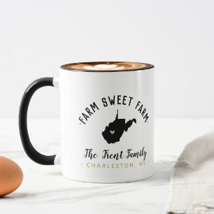 Mug West Virginia Farm Sweet Farm Famille Monogramme M