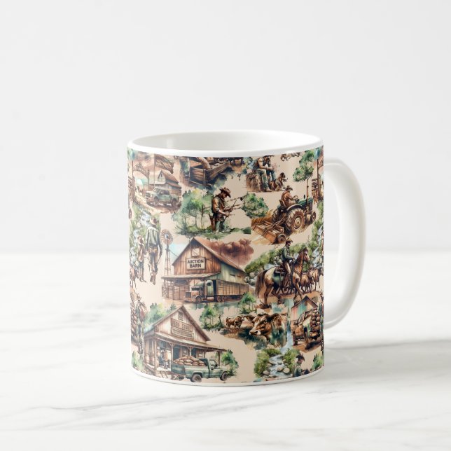 Mug Western Ranch ou Country Farm Scène (Devant droit)