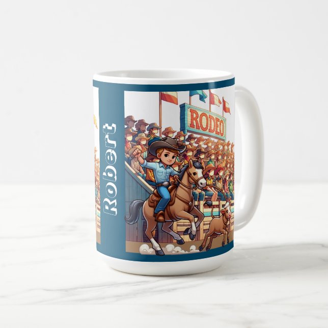 Mug Western Rodeo Cowboy Calf Roping Personnalisé (Devant droit)