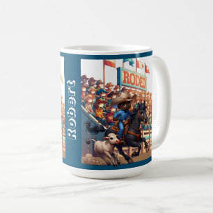 Mug Western Rodeo Cowboy Calf Roping Personnalisé