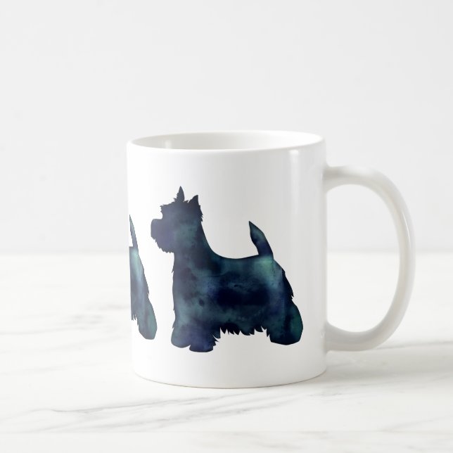 Mug Westie Black Waterolor Silhouette Chien (Droite)