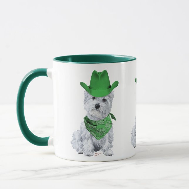 Mug Westie Cowboy en Vert (Gauche)