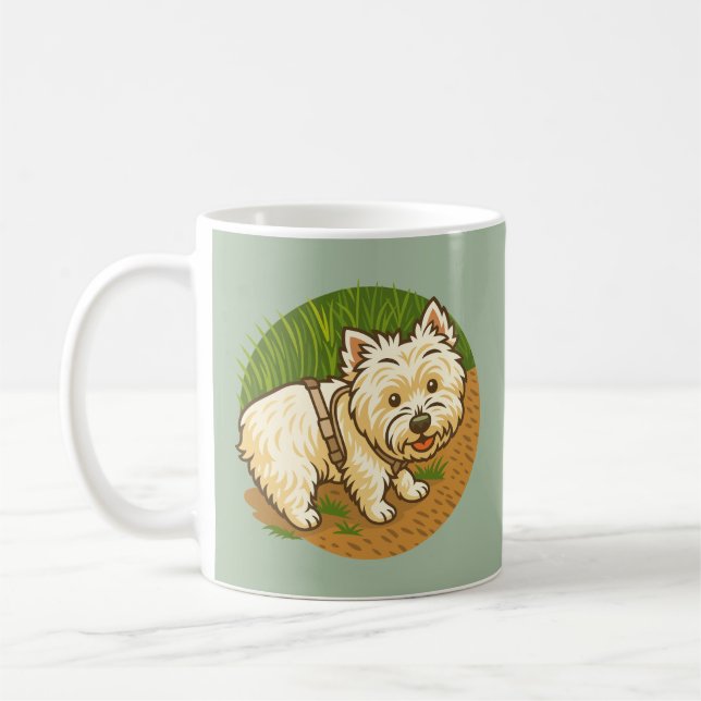 Mug Westie heureux sur le sentier de la nature (Gauche)