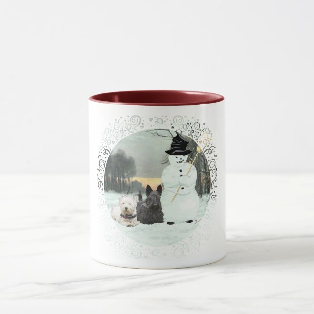 Mug Westie & Scottie construisent un bonhomme de neige (Centre)