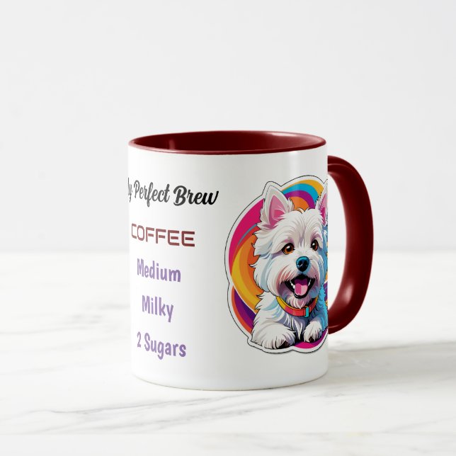 Mug Westie stylisé - Ma brasse parfaite, thé ou café (Devant droit)