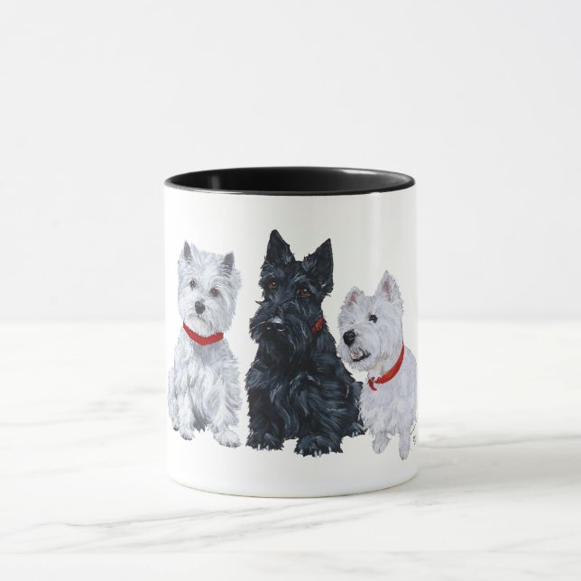 Mug Westies and a Scottie Together (Centre)