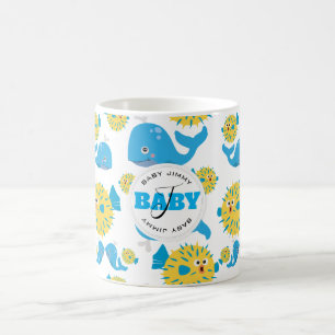 Mug Whale & Blowfish Cartoon Baby Monogram