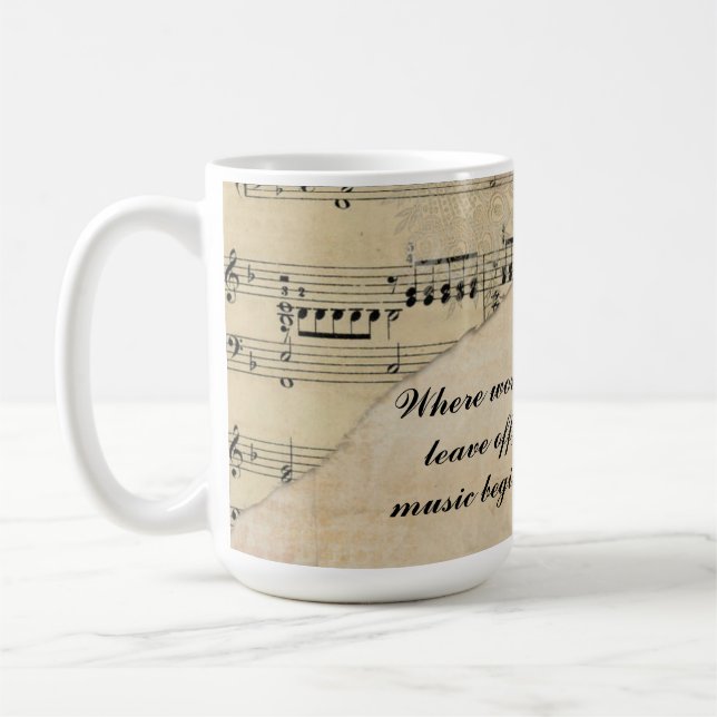 Mug "Where words leave off, music begins." (Gauche)