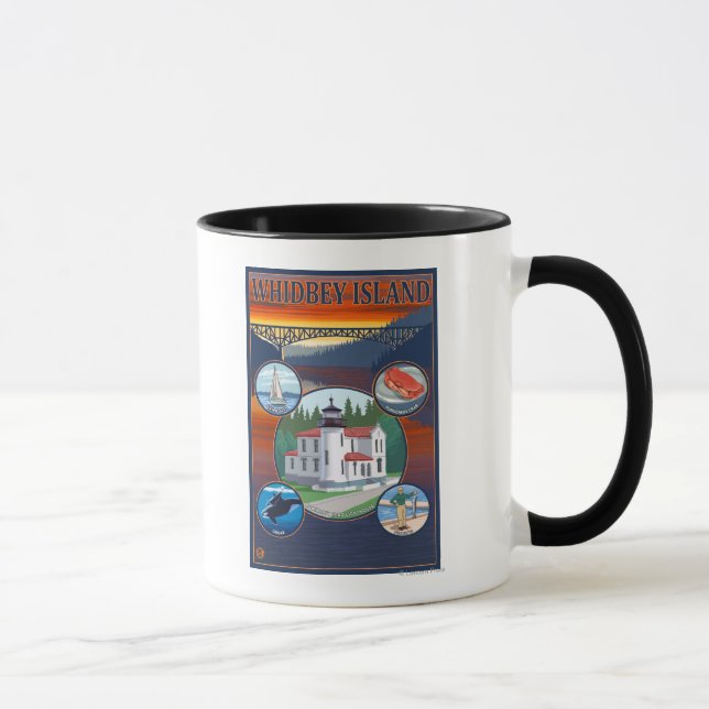Mug Whidbey Island, Washington Affiche de voyage panor (Droite)