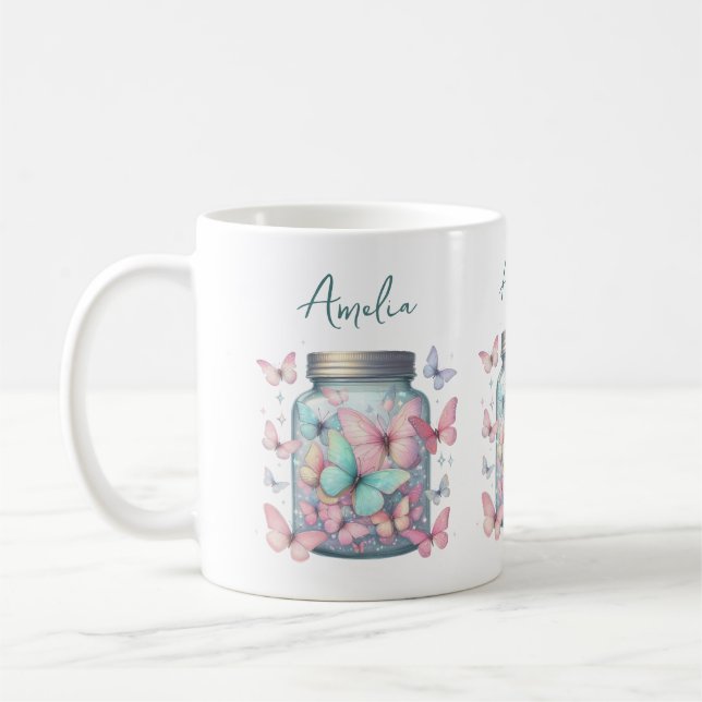 Mug Whimsical Butterflies in a Jar (Gauche)