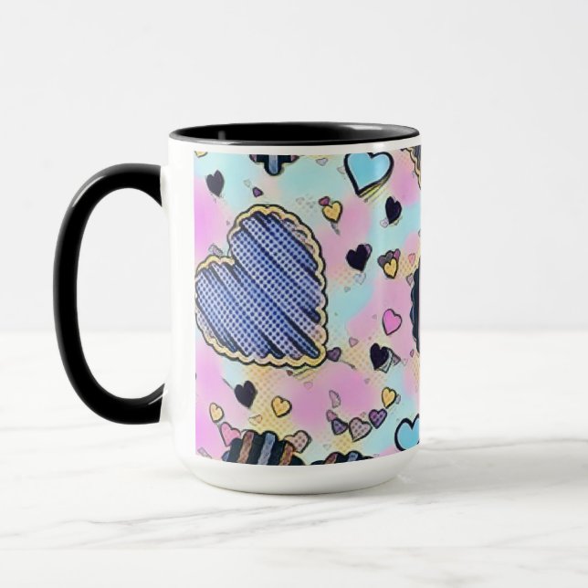 Mug Whimsical coeurs mignons dessin coloré (Gauche)