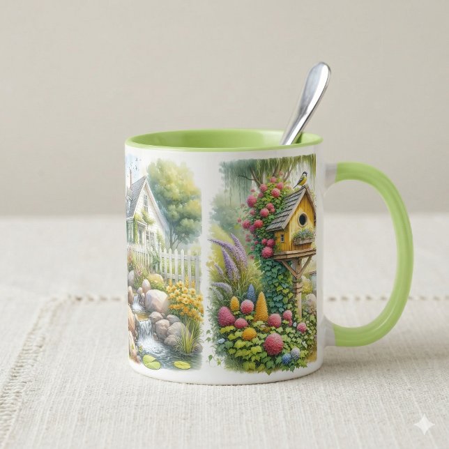 Mug Whimsical Cottage Garden Birdhouse Stream (Whimsical Cottage Garden Birdhouse Stream Mug
)