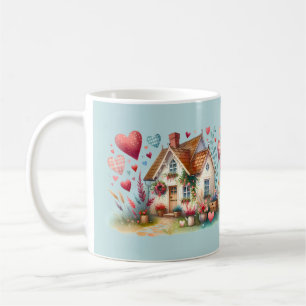 Mug Whimsical Cottagecore Heart House Art
