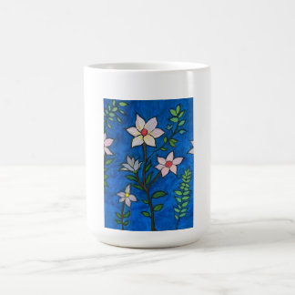 Mug Whimsical Flowers with Blue Background 