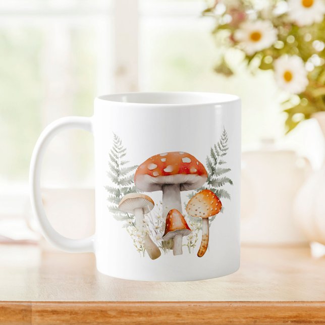 Mug Whimsical Forest Champignons Vintage Farmhouse (In situ, kitchen table)