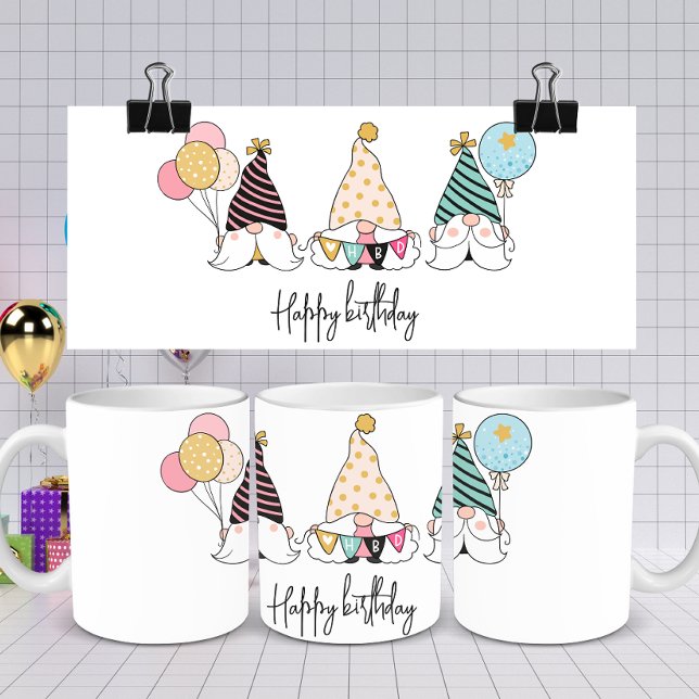Mug Whimsical Gnome Trio Joyeux anniversaire (Créateur téléchargé)
