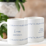 Mug Whimsical Heart Doodle French Blue Wedding Party<br><div class="desc">Un cadeau de mariage pour personnaliser pour votre marié, meilleur homme, parents ou toute personne dans votre fête de mariage. Vous pouvez également ajouter le nom de la mariée et du marié ainsi que leur date de mariage. Simple design moderne et fantaisiste doodle avec coeur d'amour. Vous êtes également invité...</div>