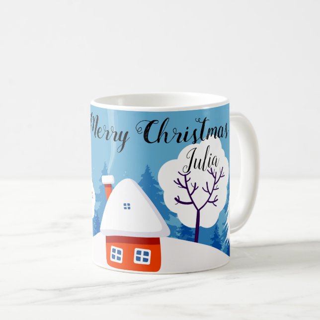 Mug Whimsical Magique Neige Noël Chic Élégant (Devant droit)
