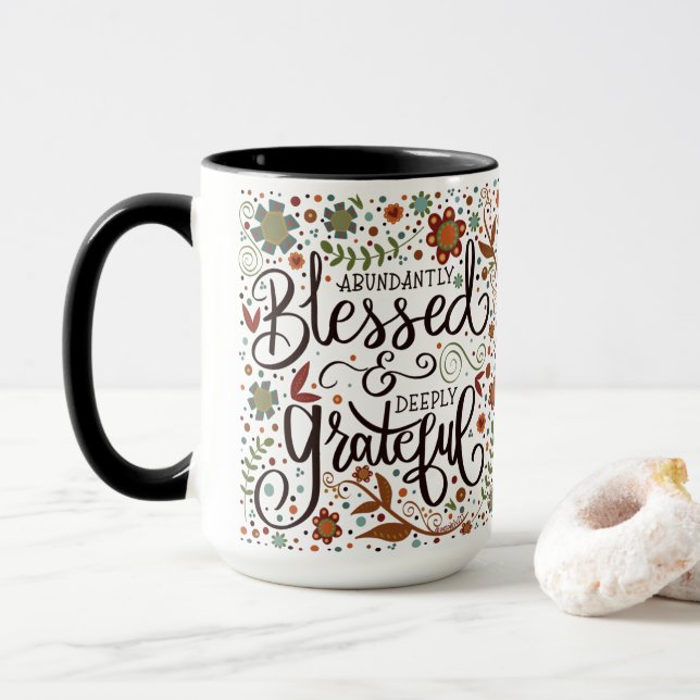 Mug Whimsical Plutôt Béni Grateful Inspirivity (Avec donut)