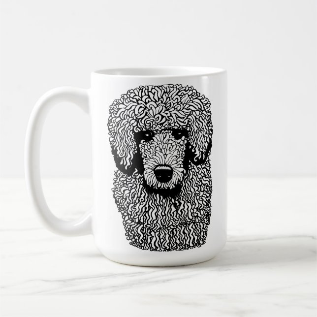 Mug Whimsical Poodle Chien Tête Animaux Animaux (Gauche)
