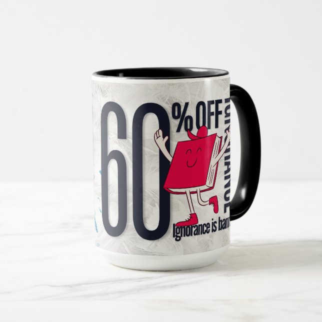 Mug Whimsical Red Book Character Ignorance Is Banned  (Devant droit)