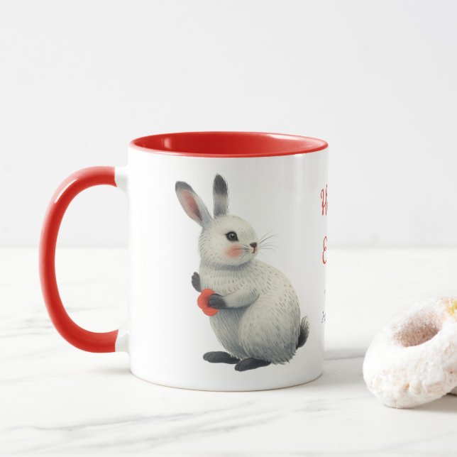 Mug Whimsical Watercolor Bunny Easter (Avec donut)