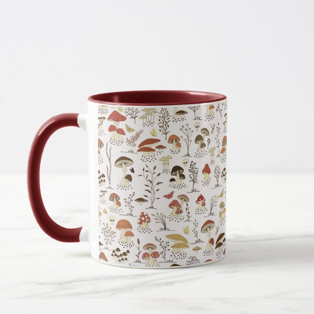 Mug Whimsical Woodland Champhrooms Motif (Gauche)