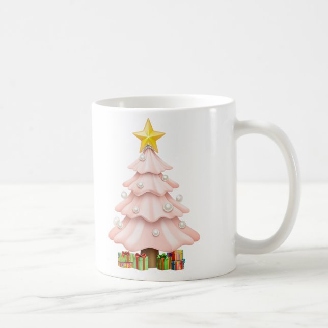 Mug Whimsstel Pastel Pink sapin de Noël avec cadeau de (Droite)
