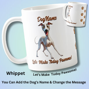 Mug Whippet, ajouter le nom du chien, modifier le text