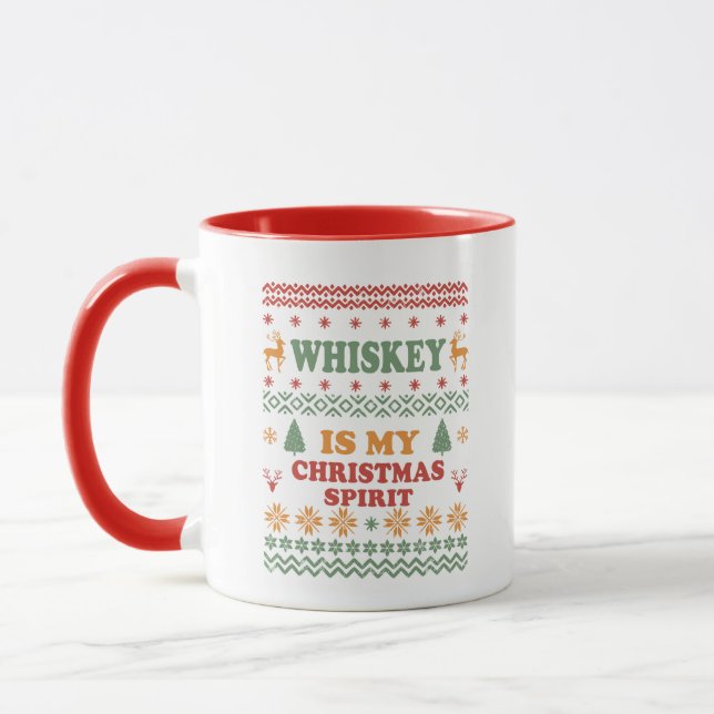 Mug Whiskey est mon esprit de noël drôle pull moche (Gauche)