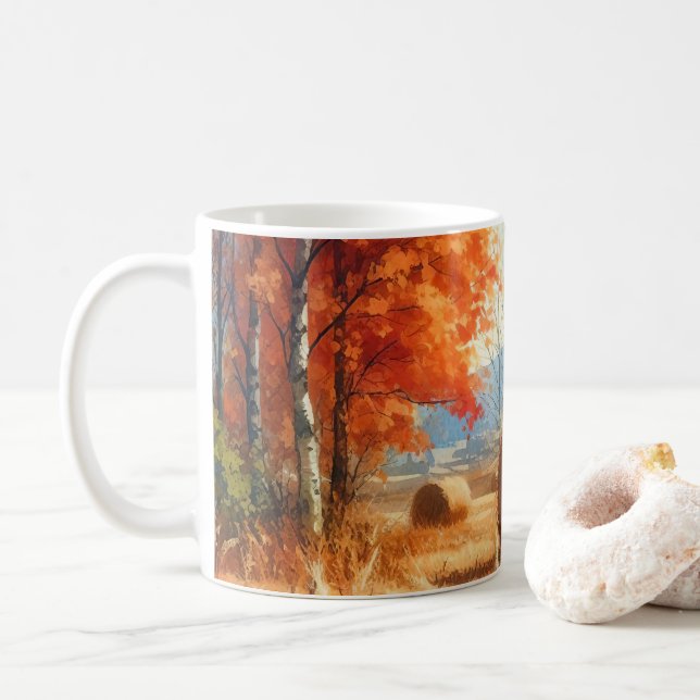Mug Whispers d'automne : Une Sérénade d'aquarelle (Avec donut)