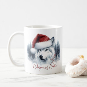 Mug Whispers d'hiver - Wolf aquarelle à Santa Hat
