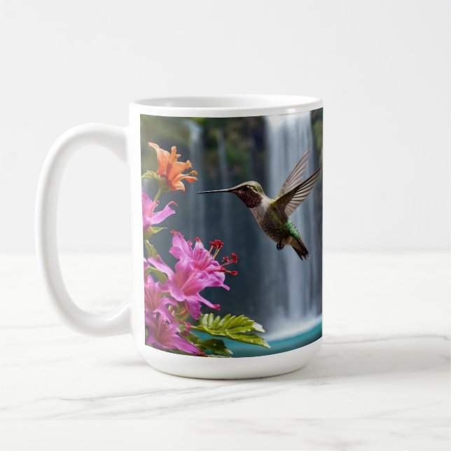 Mug "Whispers of Nature: Hummingbird, Waterfall (Gauche)