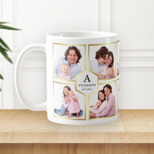 Mug White and Gold 10 Photos Collage de photos de fami