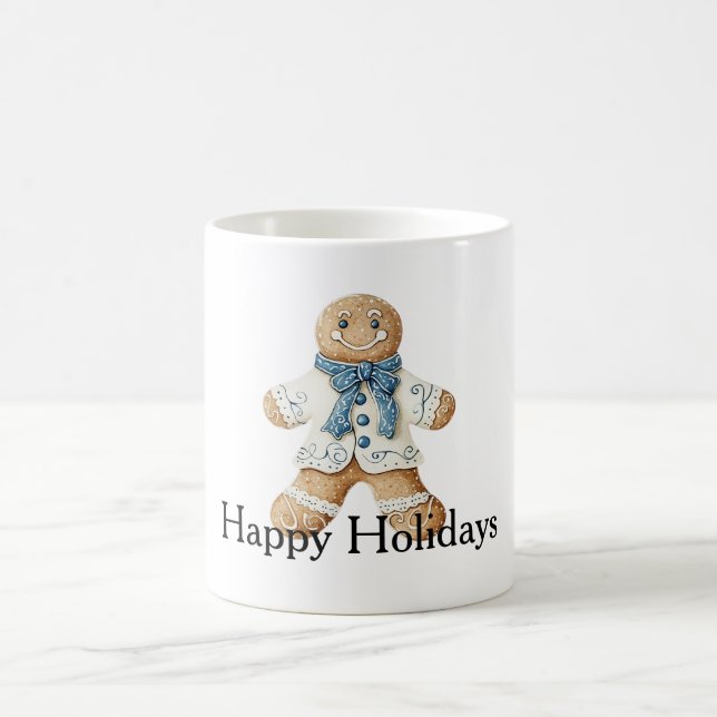 Mug White Blue Gingerbread Man Cookie Christmas  (Centre)