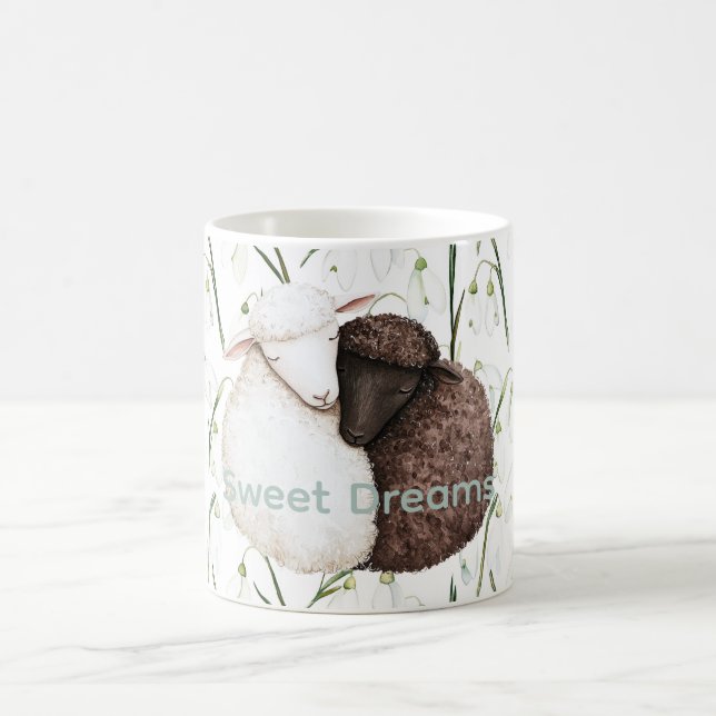 Mug White Brown Sheep Flowers  (Centre)