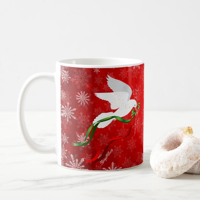 Mug White Christmas Dove (Avec donut)
