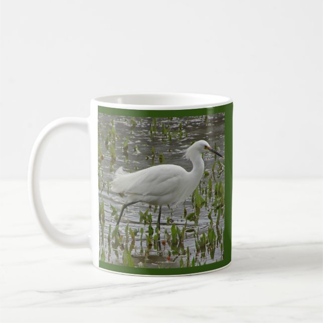 Mug White Egret Photo Nature Thème Elegant Wading Bird (Gauche)
