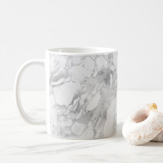 Mug White Gray Marble Classic Elegant Beauty Glitz (Avec donut)
