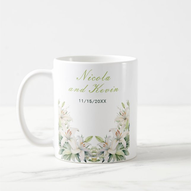 Mug White Lily Flowers Wedding (Gauche)