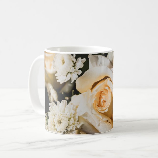 Mug White Rose Flower Photography Floral Design (Devant gauche)