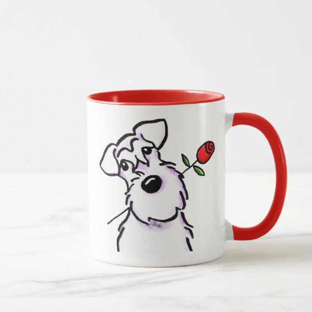 Mug White Schnauzer Sweetheart Rose (Droite)