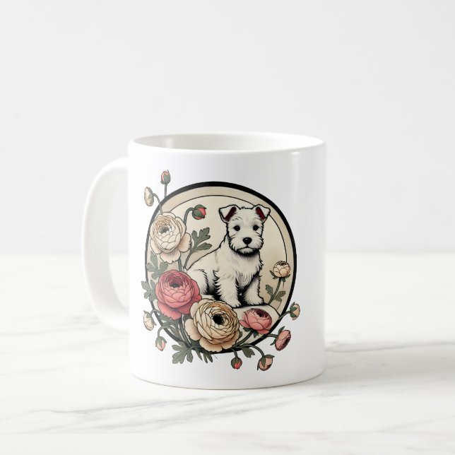 Mug White Scottish Terrier Art Cute Scottie (Devant gauche)